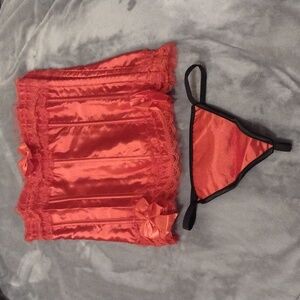 Elegant Red Lace Corset Set Sz M